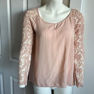 Blue pepper size large embroidered long sleeve rayon blend Boho blouse